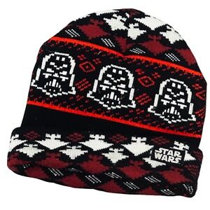 Star Wars Darth Vader Fair Isle Knit Beanie Cap Winter Hat Holiday Christmas